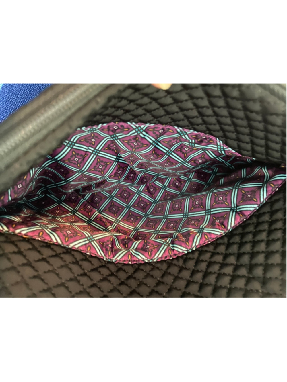Vera Bradley black with floral print handbag with inside zipper, New w/ $88 tags - Picture 4 of 5